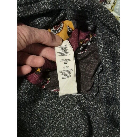 We The Free L Top Blossom Thermal Waffle Knit Puff Sleeves Patchwork Artsy Boho - Picture 9 of 9